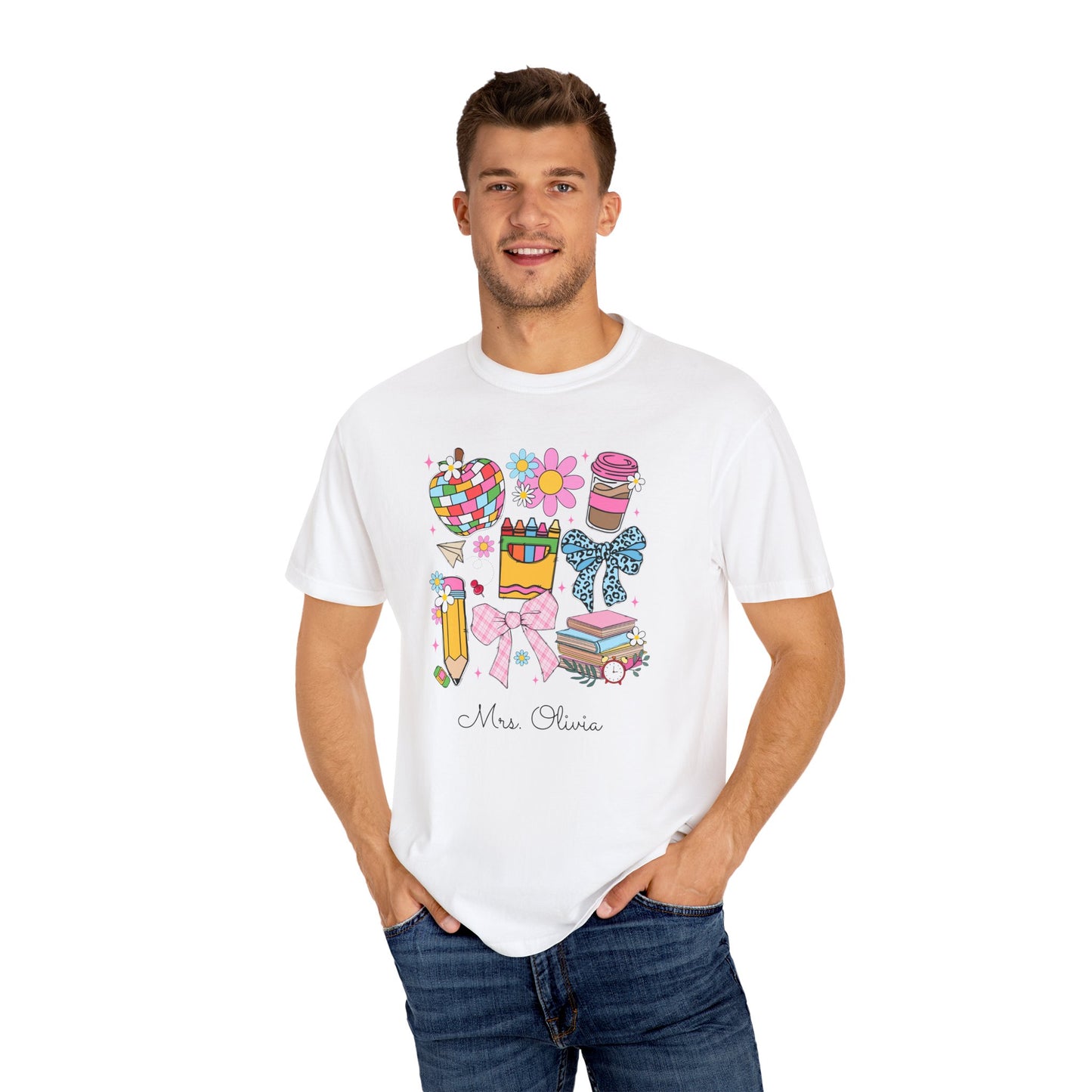 Teacher T-Shirts Comfort Colors, Coquette Teacher Trendy Educator Gifts, In My Teaching Era Shirt for School with Custom Name Back to School