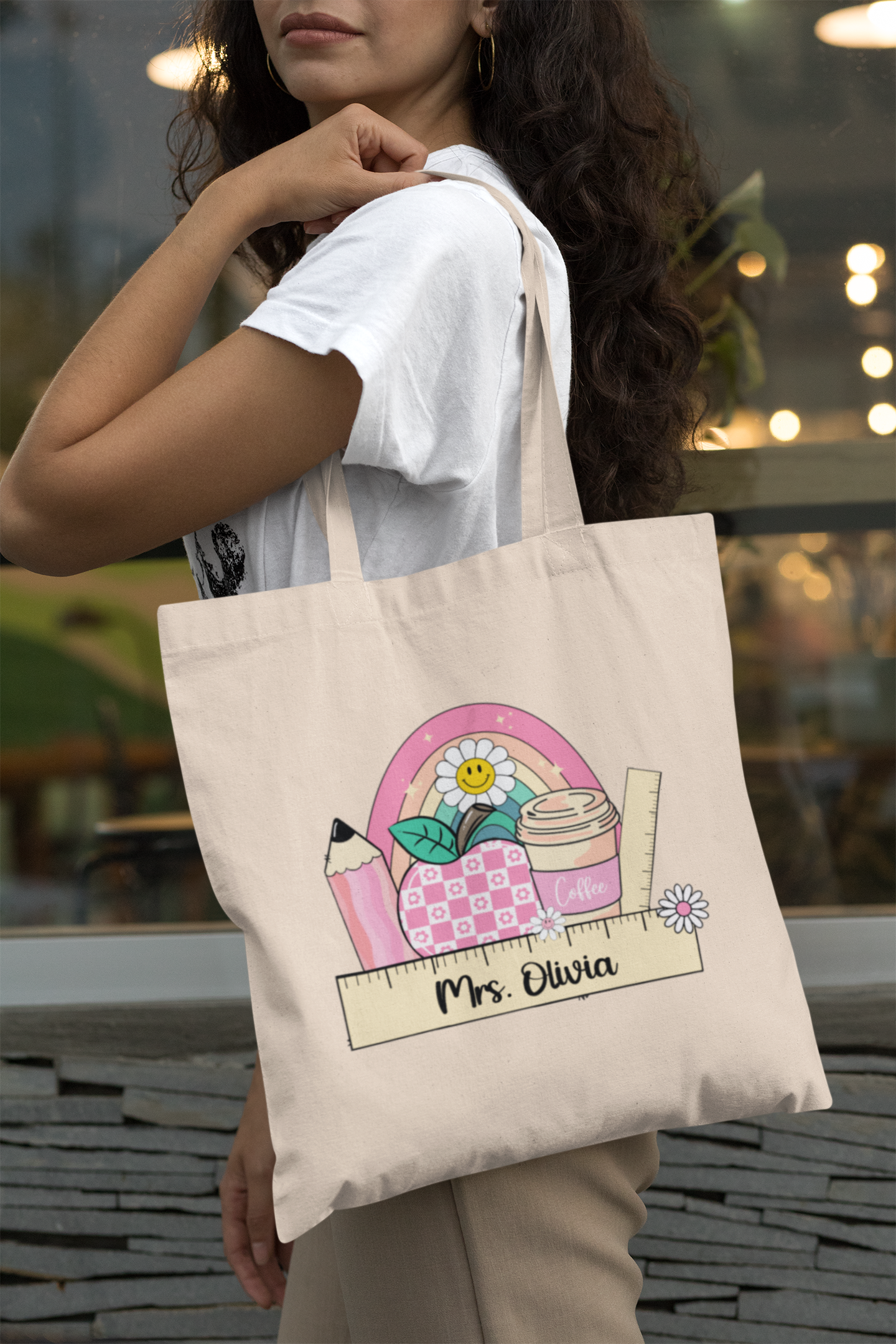 Custom Teacher Tote Bag , Back to School Educator Tote Bag, Personalized Laptop Shoulder Bag, Perfect Teaching Gift of Appreciation