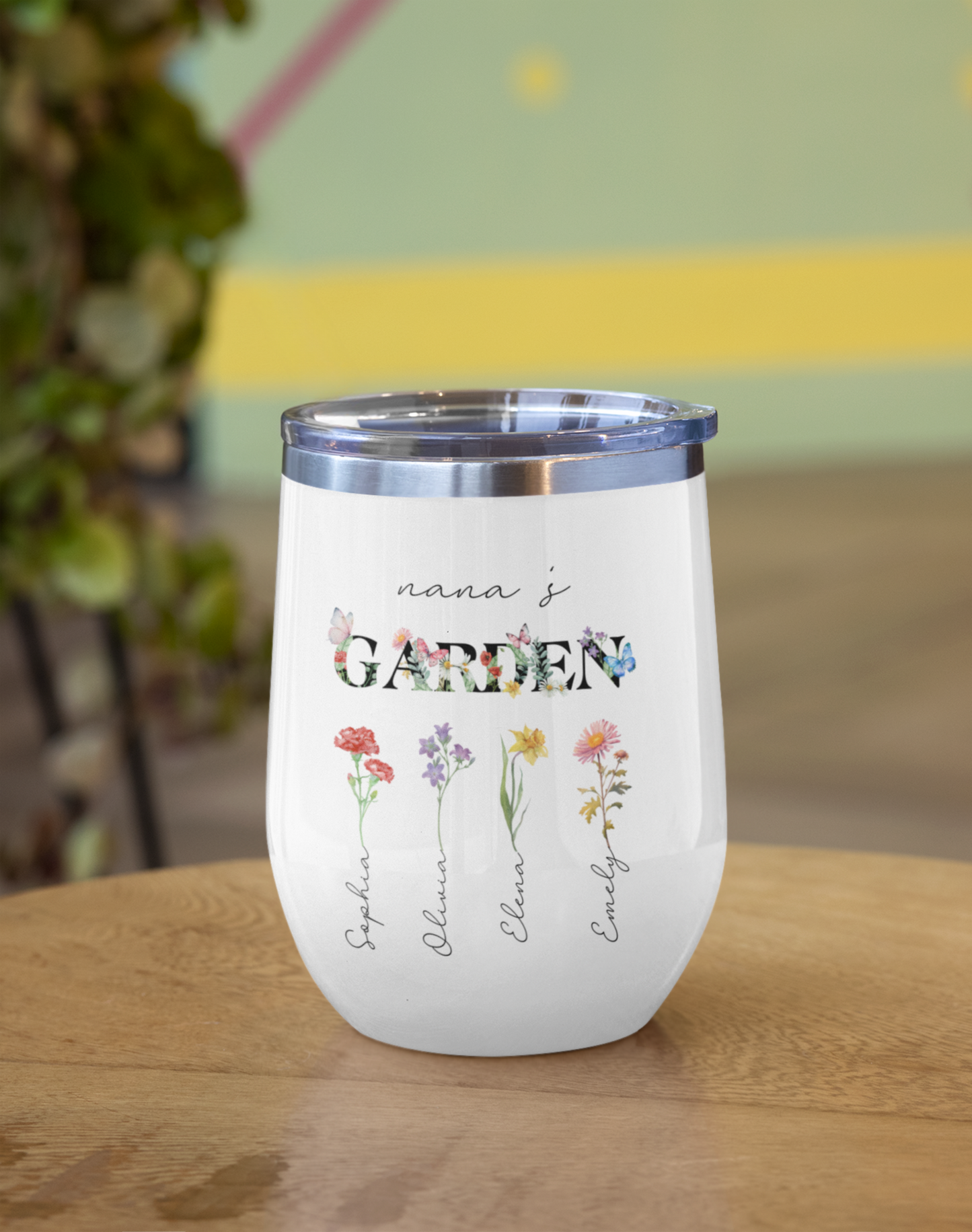 Garden Grandma Wine Tumbler, Floral Nana Insulated Cup, Relaxing Drink Container, Grandmother Gift, Flower Design Stainless Steel Mug