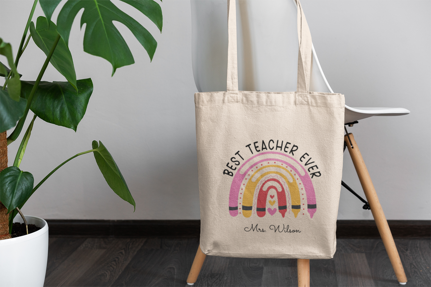 Personalized Teacher Tote Bag, Custom Canvas Appreciation Gift, School Shoulder Carryall, Cute Laptop Tote, Large Teacher Bag