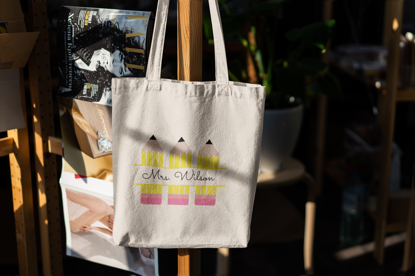 Custom Canvas Tote Bag for Teachers, Personalized Teaching Bag Gift, Large Appreciation Carryall for School, Cute Laptop Shoulder Tote