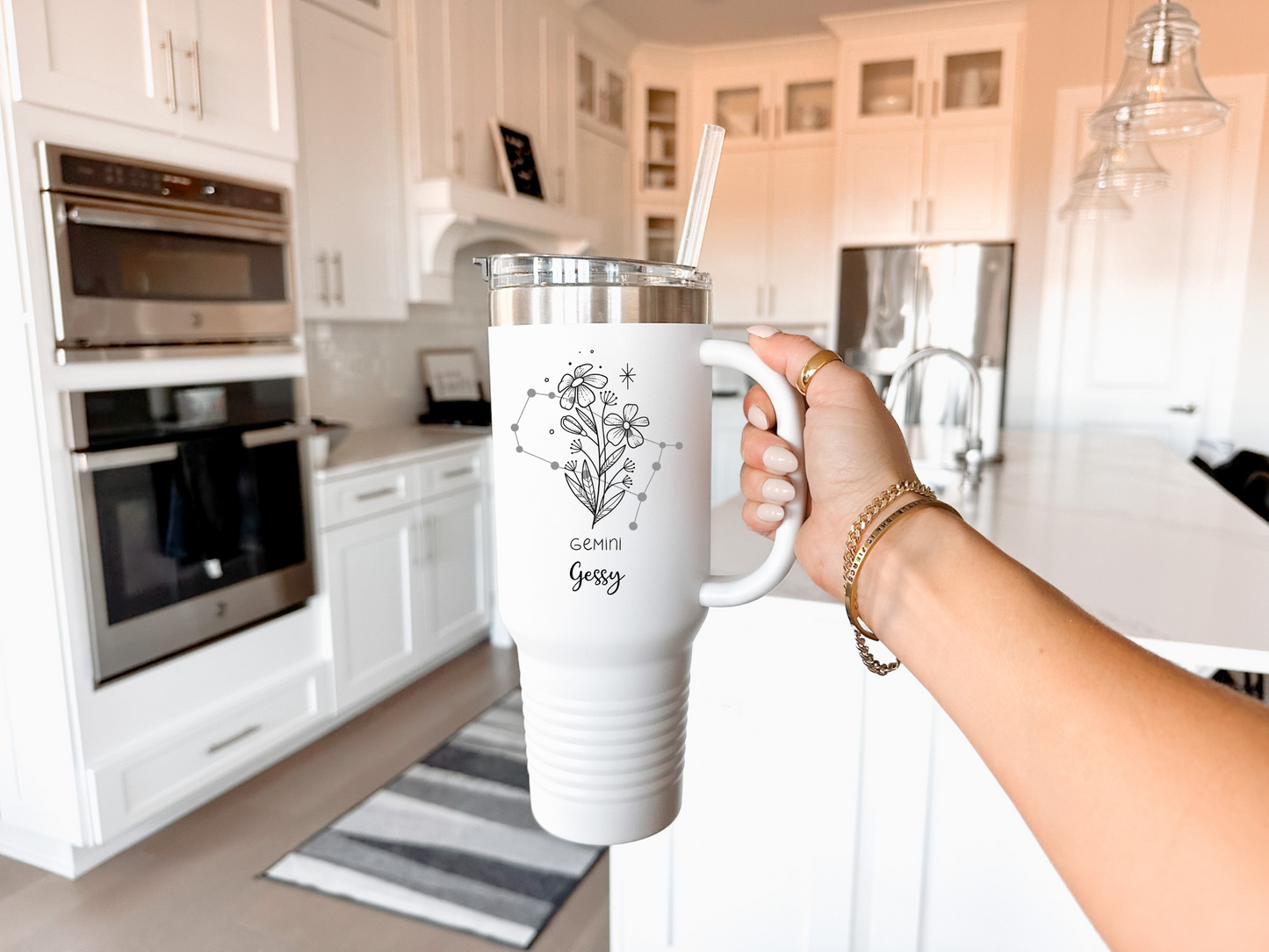 Personalized Zodiac Tumbler with Name, Custom Horoscope Travel Cup, Astrology Sign Gift, Manifestation Travel Mug for Birthday Horoscope