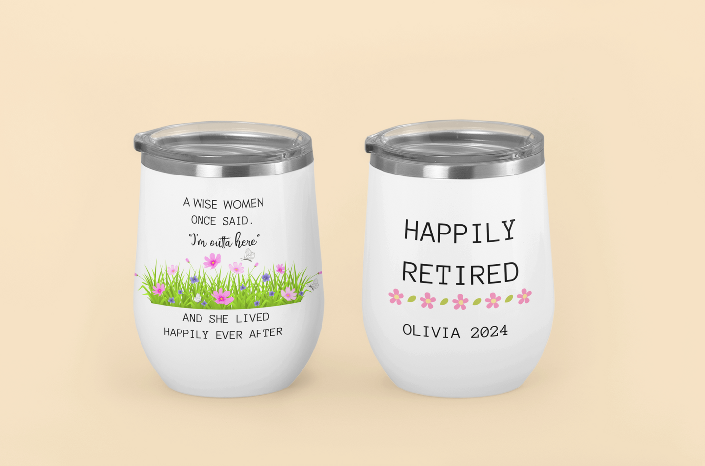 A Wise Woman Once Said Wine Tumbler Custom Beach Retirement Gift For Women 2025 Personalized Retired Boss Coworker Funny Leaving Mug