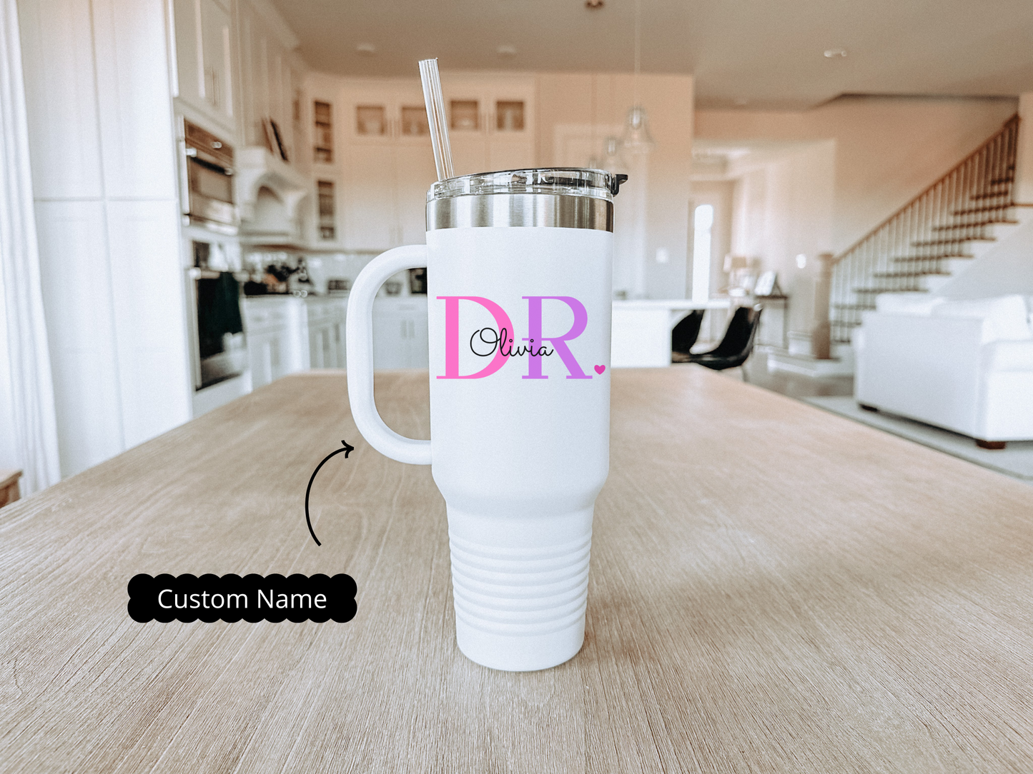 Stylish Insulated Travel Mug, 40oz - Personalized Drinkware for Coffee Lovers, Outdoor Adventures, Gift for Her, Custom Design