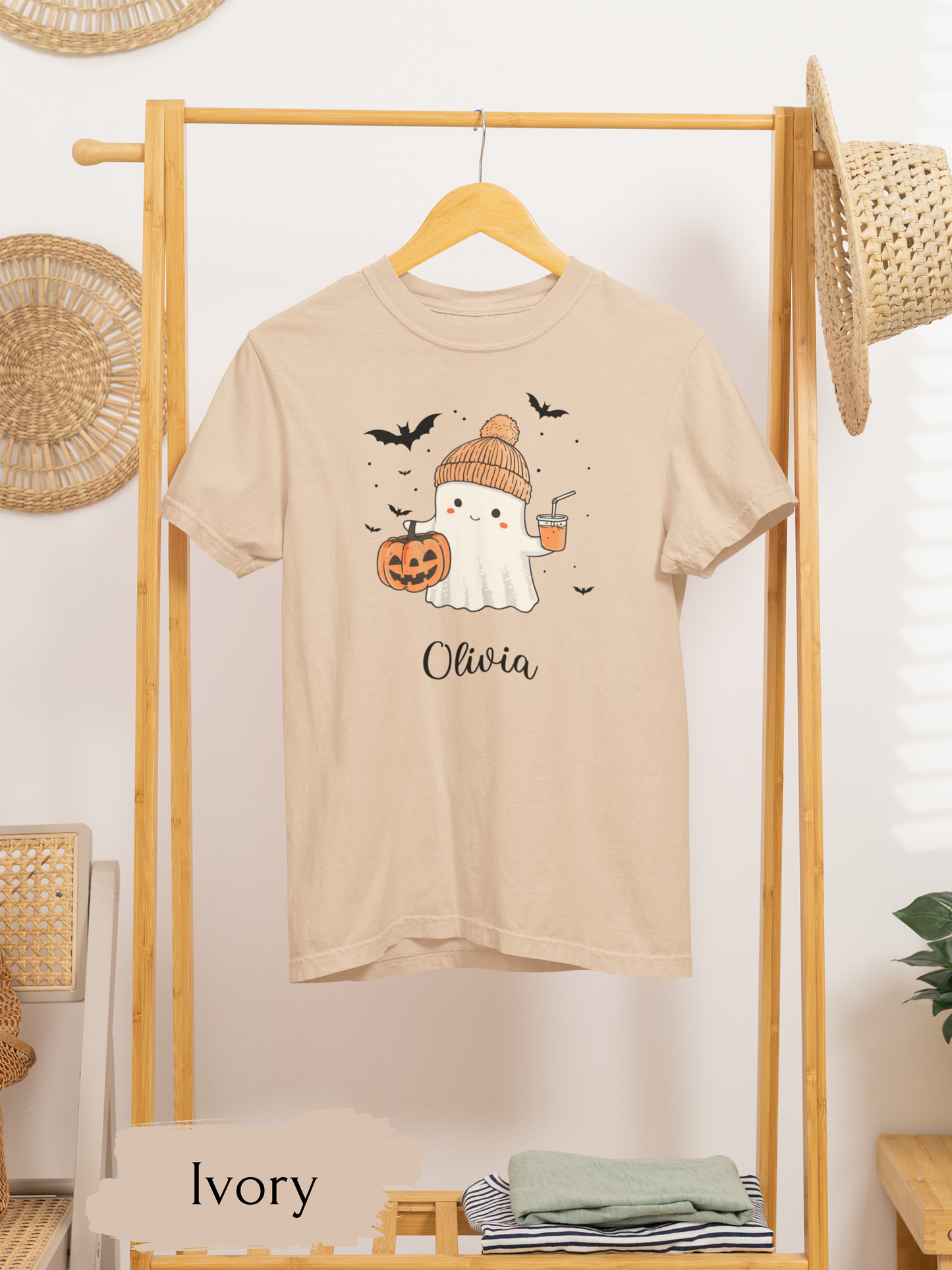 Custom Halloween Ghost T-shirt Halloween Ghost T-shirt, Personalized Fall Shirt