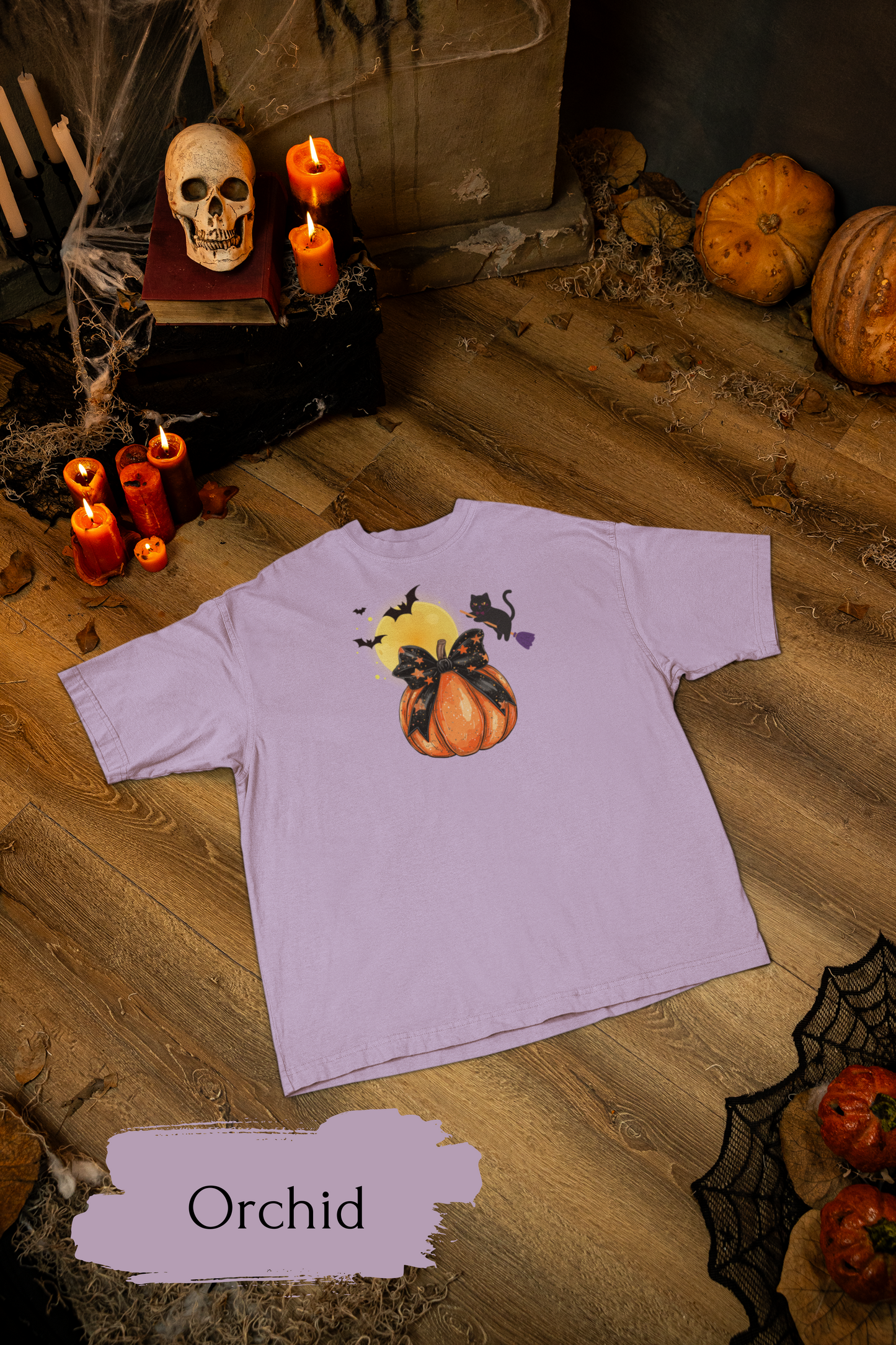 Black Cat & Pumpkin Halloween Shirt – Cute Halloween Cat T-Shirt for Women