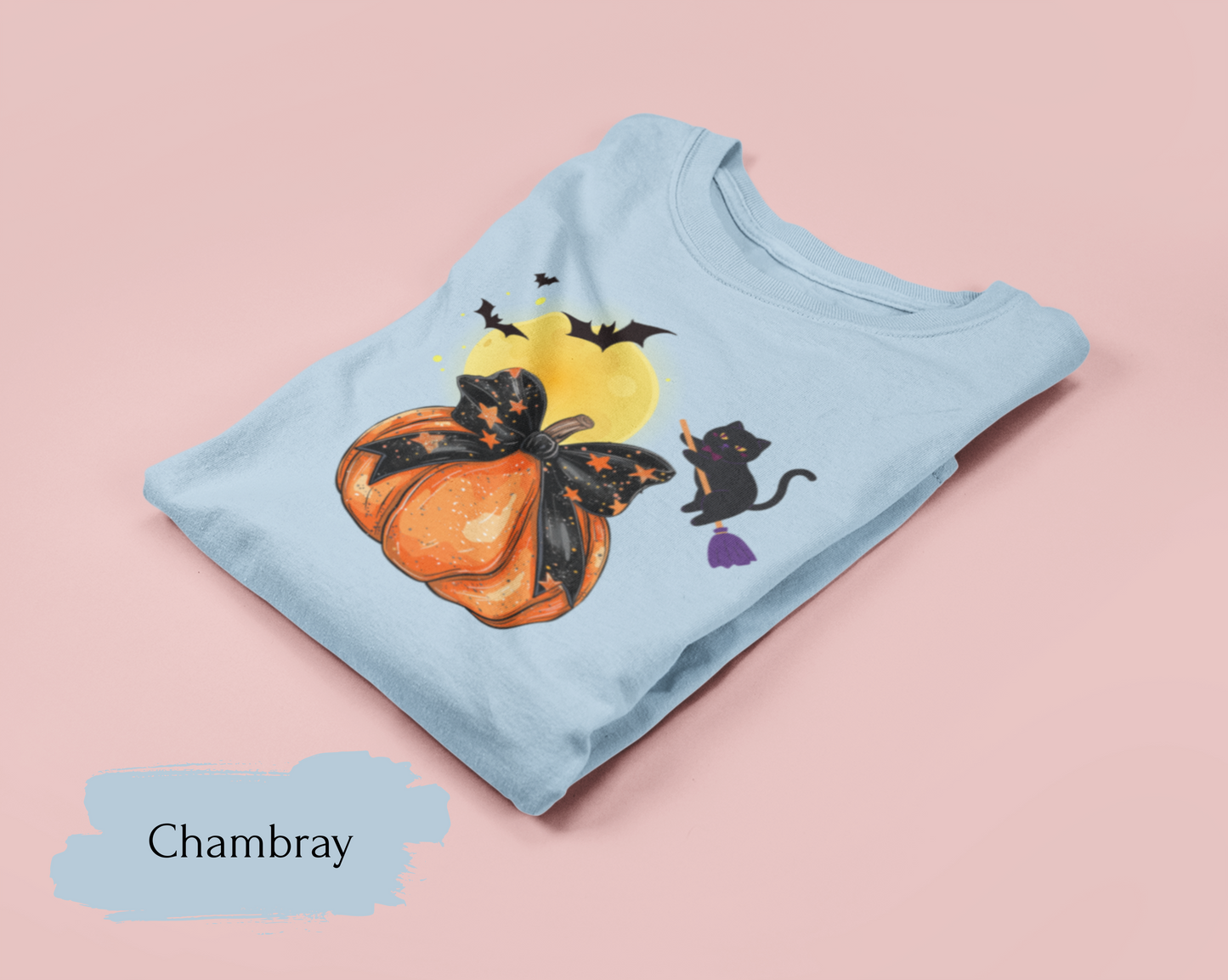 Black Cat & Pumpkin Halloween Shirt – Cute Halloween Cat T-Shirt for Women