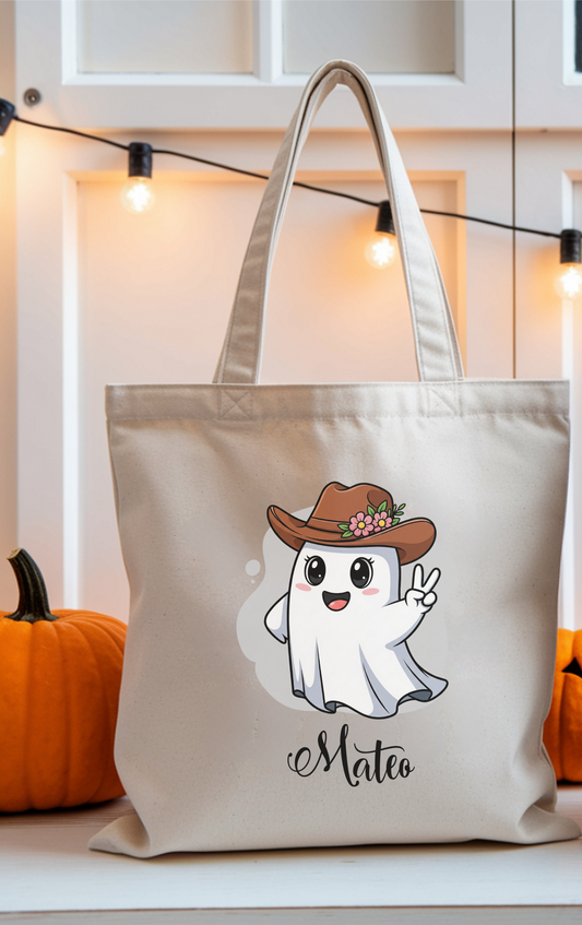 Whimsical Ghost Tote Bag - Perfect for Halloween, Gift, Eco-friendly Shopping, Cute Style, Personal Use