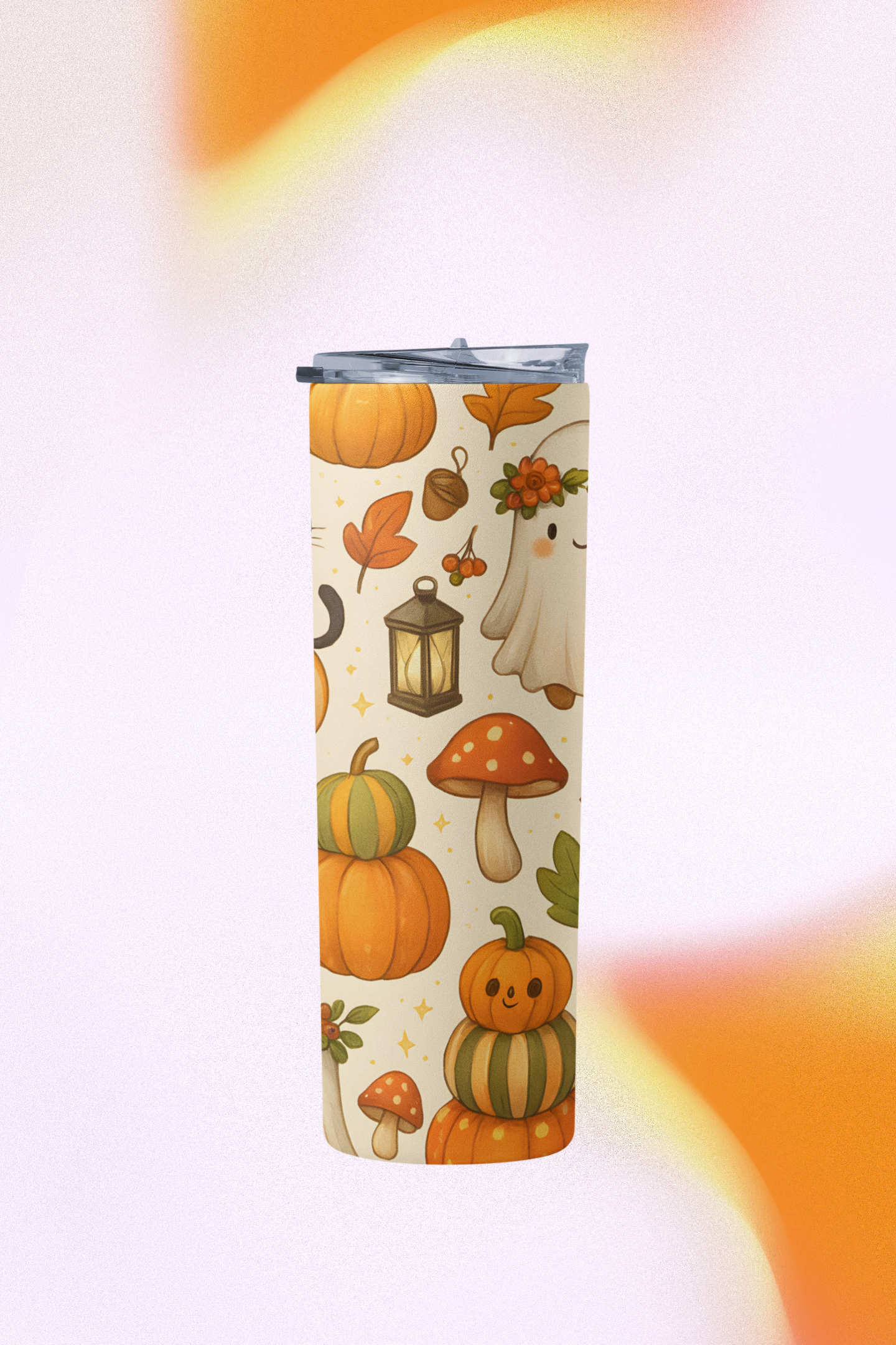 Seasonal Autumn Stainless Steel Tumbler, 20oz | Fall Decor Drinkware, Halloween Mug, Pumpkin Thermal Cup, Cat Lovers gift, Cozy Fall Vibes