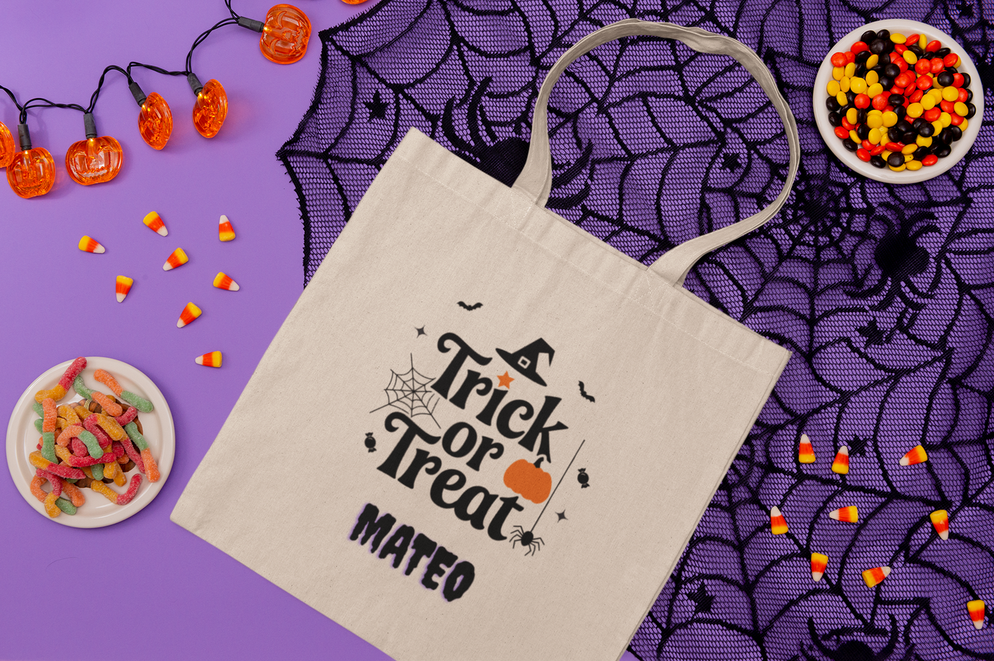 Halloween Tote Bag, Trick or Treat Bag, Personalized Halloween Tote Bag