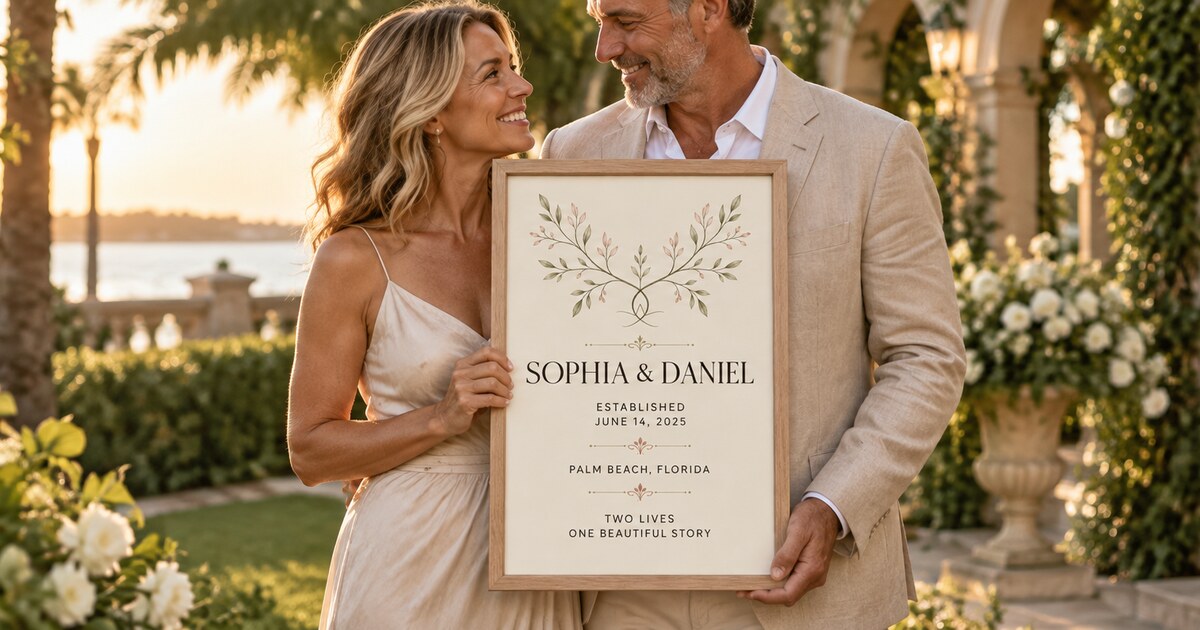 Editorial lifestyle scene for Anniversary Gifts Featuring Wedding Coordinates featuring a personalized vertical framed canvas