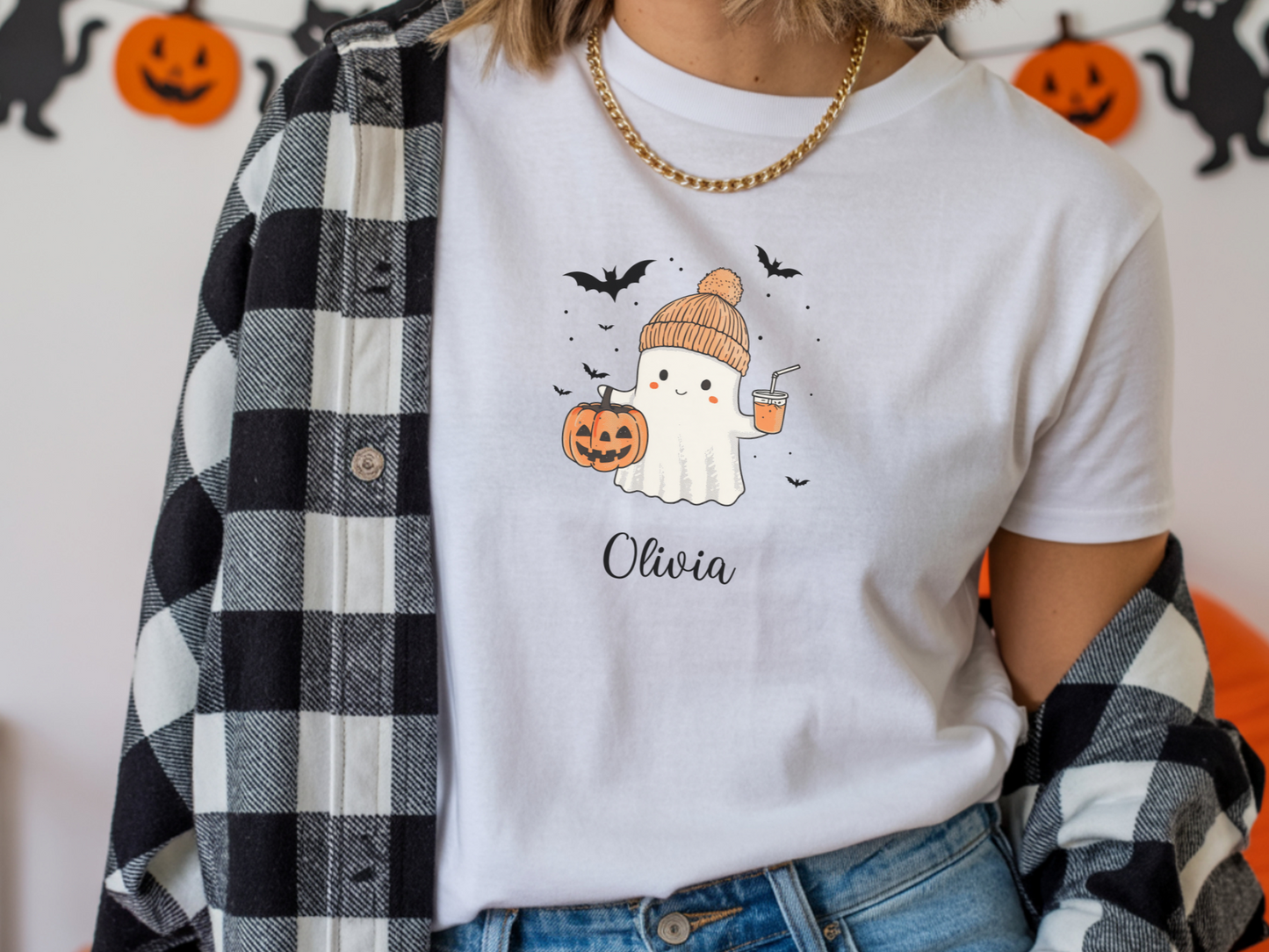 Custom Halloween Ghost T-shirt Halloween Ghost T-shirt, Personalized Fall Shirt