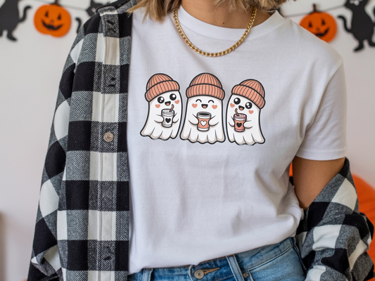 Cute Coffee Drink Ghost Shirt | Halloween Shirt for Women & Adults | Fall Tee