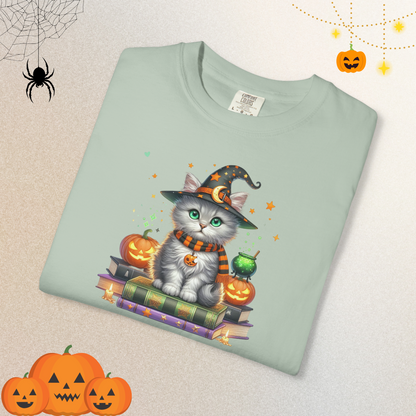 Cute Ghost Cat Halloween Shirt | Spooky Black Cat Tee for Women & Adults | Fall Graphic T-Shirt