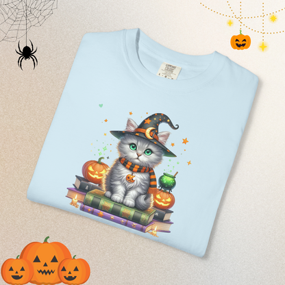 Cute Ghost Cat Halloween Shirt | Spooky Black Cat Tee for Women & Adults | Fall Graphic T-Shirt