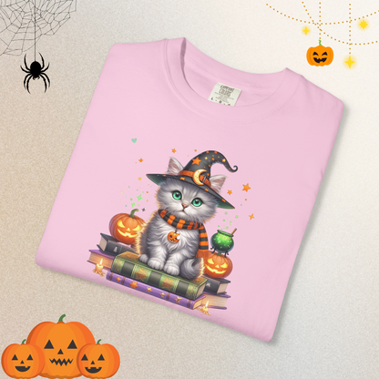 Cute Ghost Cat Halloween Shirt | Spooky Black Cat Tee for Women & Adults | Fall Graphic T-Shirt