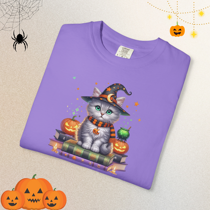 Cute Ghost Cat Halloween Shirt | Spooky Black Cat Tee for Women & Adults | Fall Graphic T-Shirt