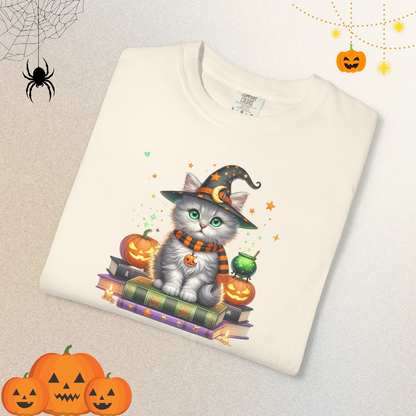 Cute Ghost Cat Halloween Shirt | Spooky Black Cat Tee for Women & Adults | Fall Graphic T-Shirt