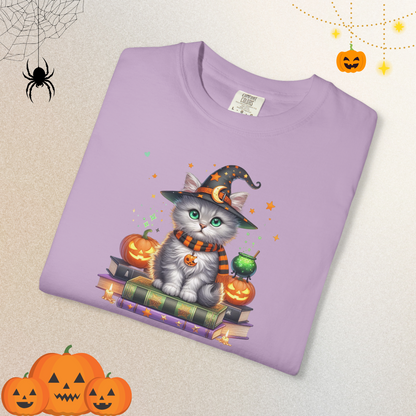 Cute Ghost Cat Halloween Shirt | Spooky Black Cat Tee for Women & Adults | Fall Graphic T-Shirt