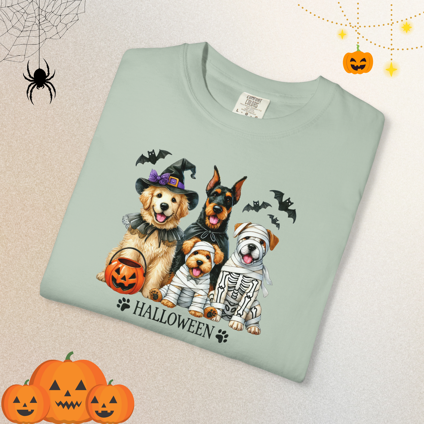 Dog Lover Spooky Paw Halloween T-Shirt | Cute Fall Shirt for Women & Adults
