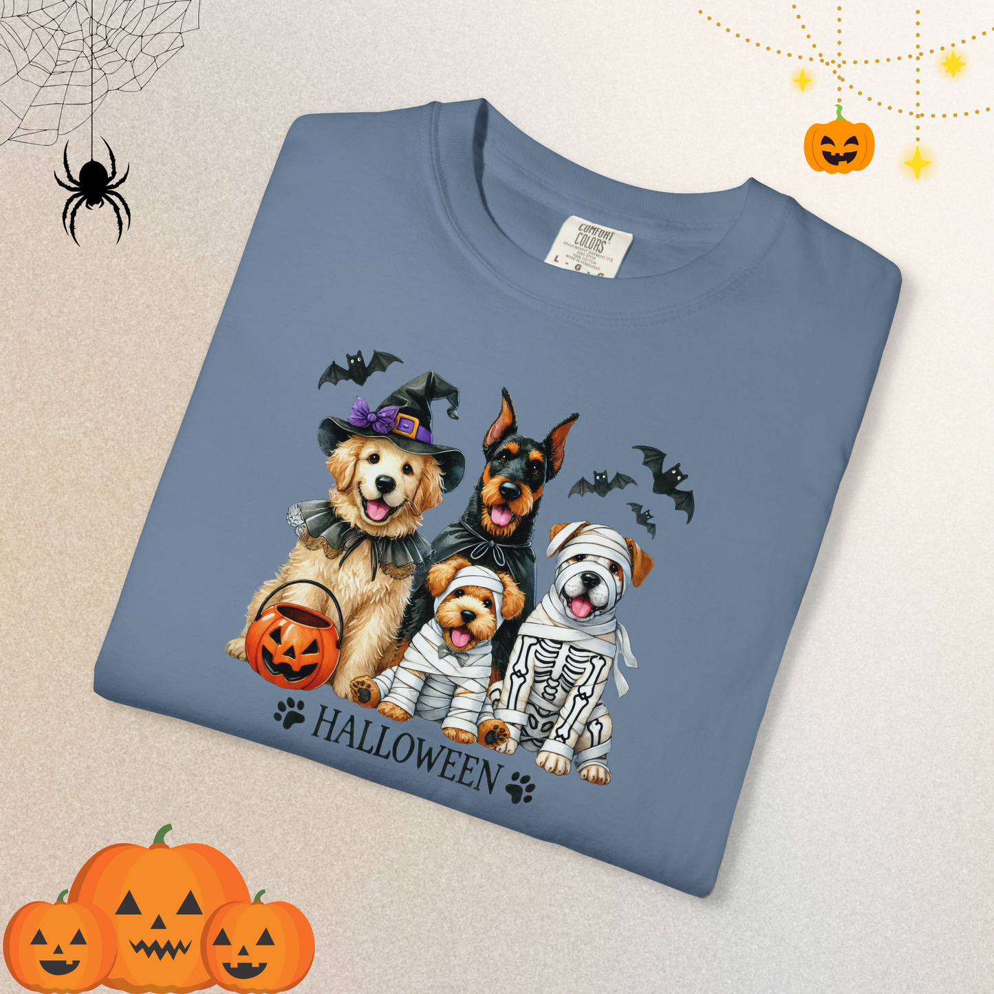 Dog Lover Spooky Paw Halloween T-Shirt | Cute Fall Shirt for Women & Adults