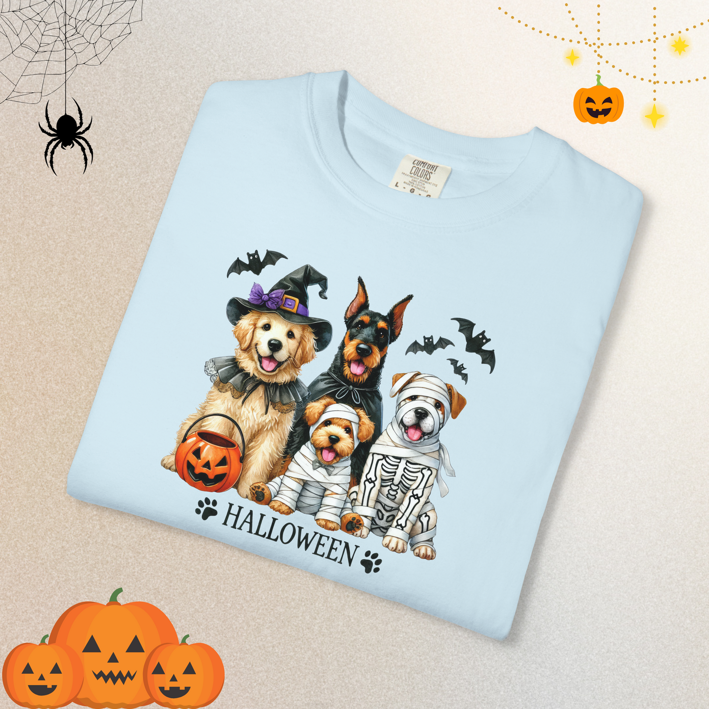 Dog Lover Spooky Paw Halloween T-Shirt | Cute Fall Shirt for Women & Adults
