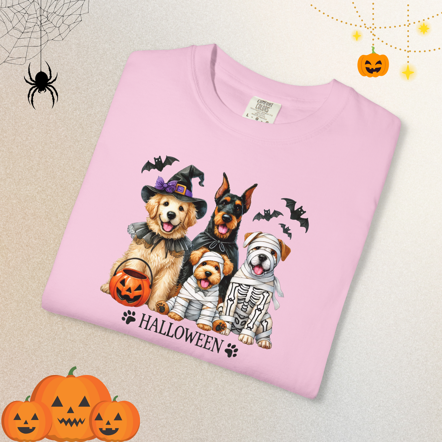 Dog Lover Spooky Paw Halloween T-Shirt | Cute Fall Shirt for Women & Adults