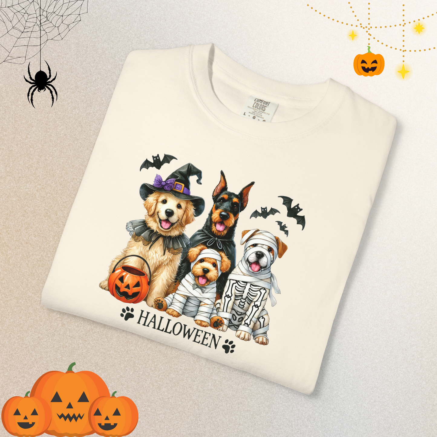 Dog Lover Spooky Paw Halloween T-Shirt | Cute Fall Shirt for Women & Adults