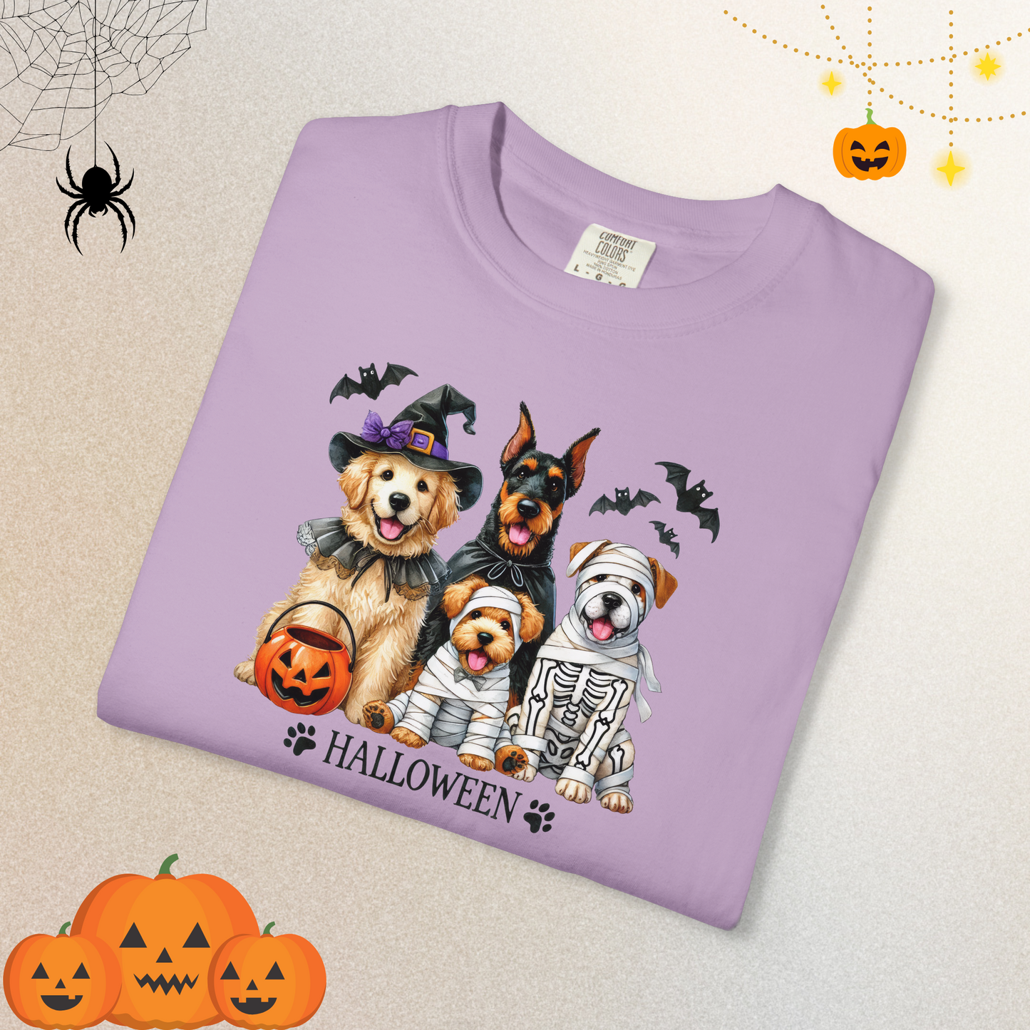 Dog Lover Spooky Paw Halloween T-Shirt | Cute Fall Shirt for Women & Adults