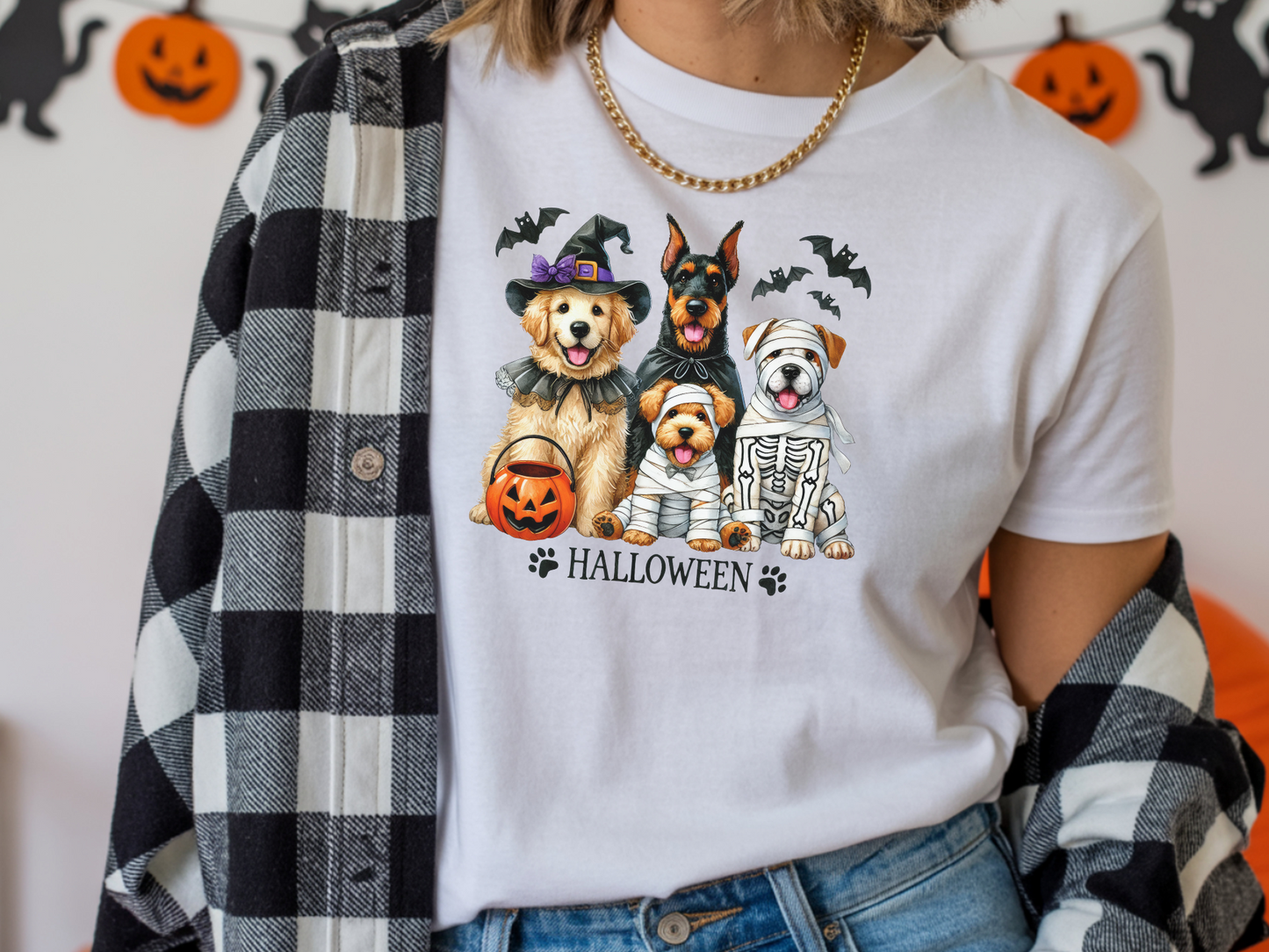 Dog Lover Spooky Paw Halloween T-Shirt | Cute Fall Shirt for Women & Adults