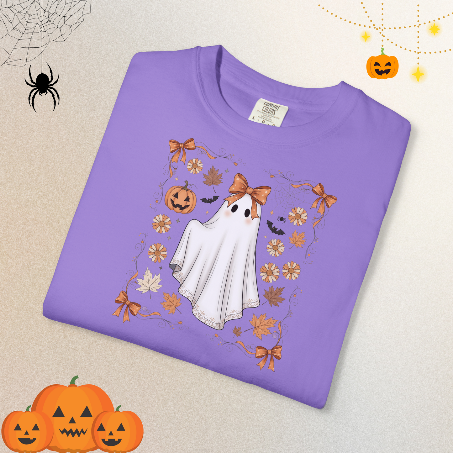 Halloween Lace Ghost Sweatshirt | Cute Floral Ghost Sweater Shirt for Women & Adults
