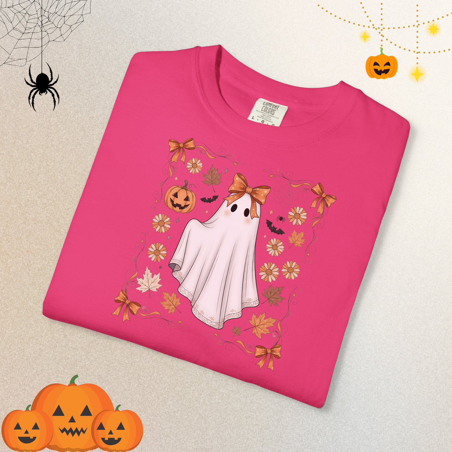 Halloween Lace Ghost Sweatshirt | Cute Floral Ghost Sweater Shirt for Women & Adults