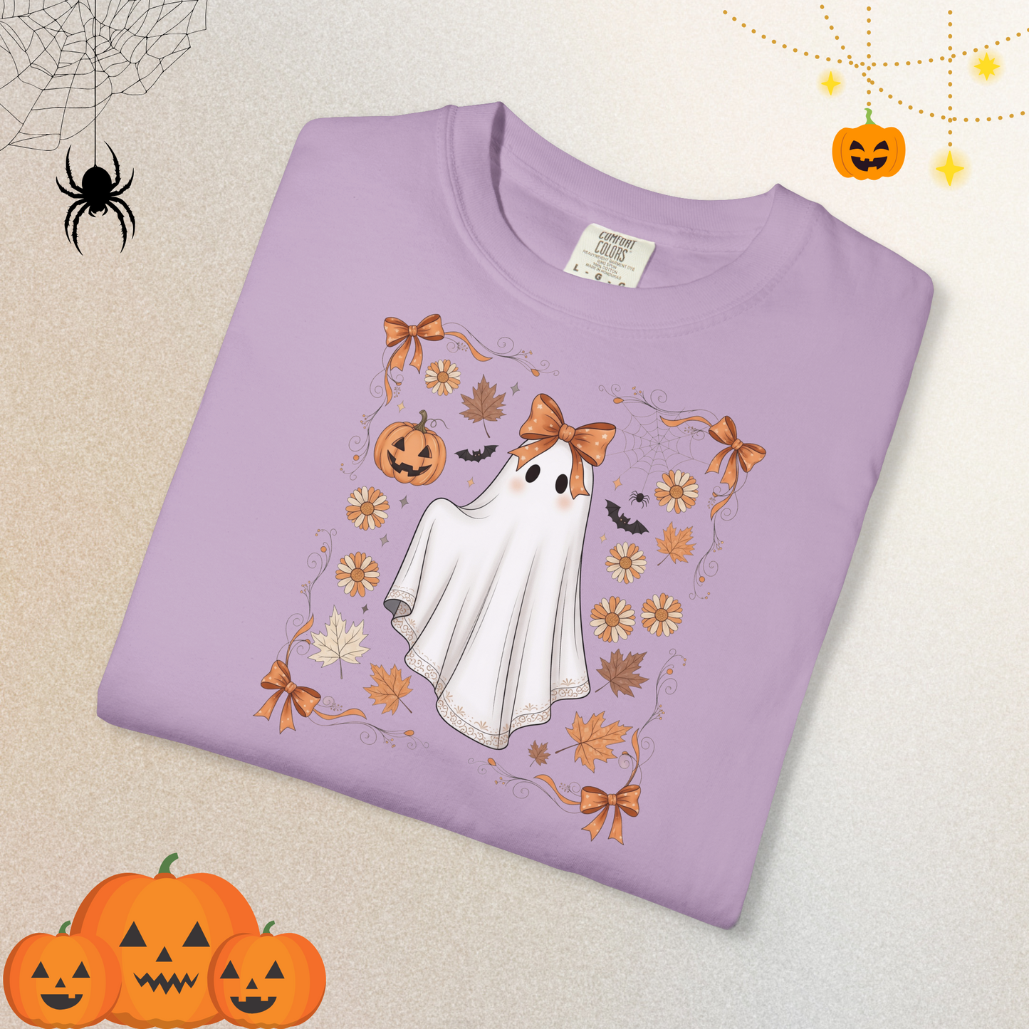 Halloween Lace Ghost Sweatshirt | Cute Floral Ghost Sweater Shirt for Women & Adults