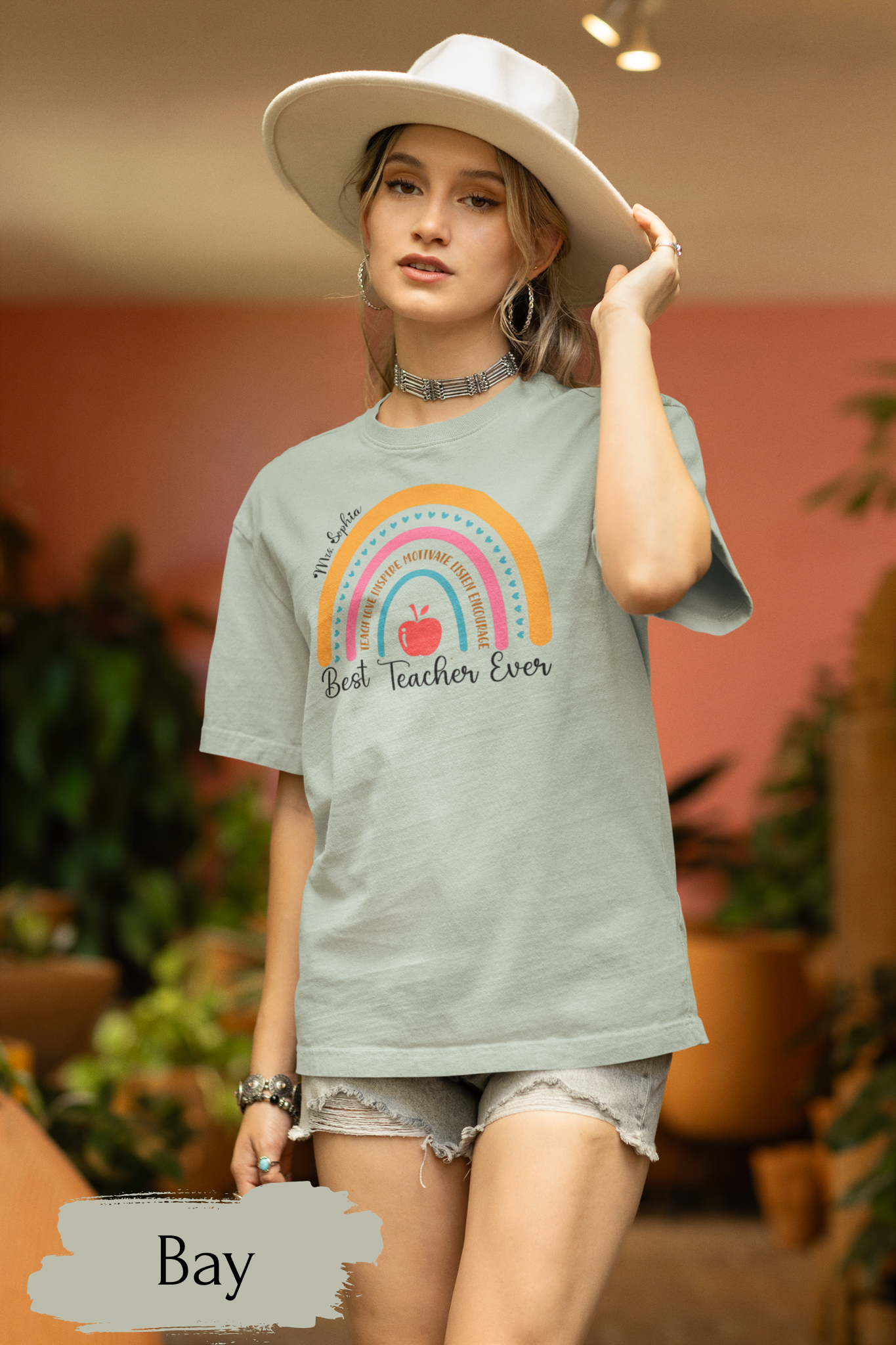Rainbow Best Teacher Ever T-Shirt - Teacher Gift, Appreciation Day, Back to School