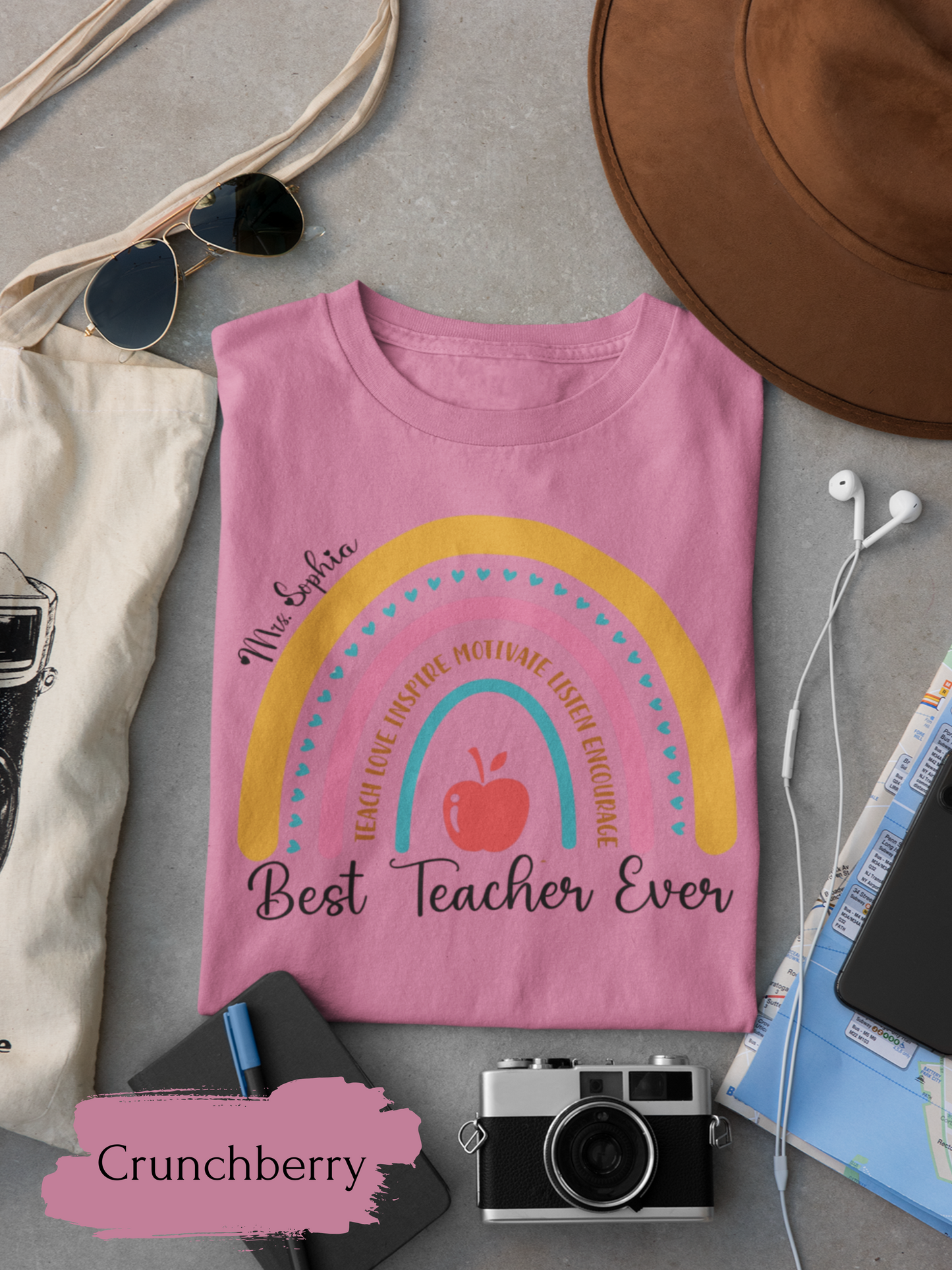 Rainbow Best Teacher Ever T-Shirt - Teacher Gift, Appreciation Day, Back to School