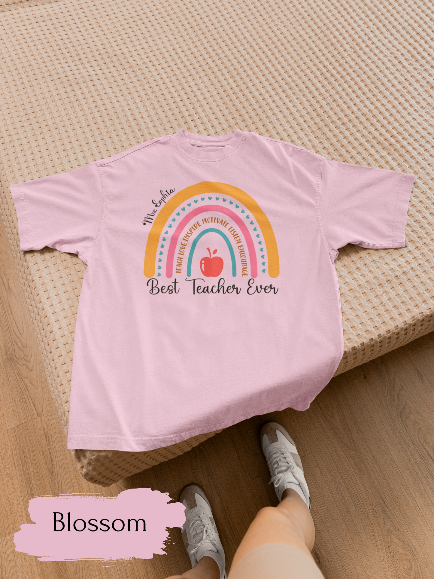 Rainbow Best Teacher Ever T-Shirt - Teacher Gift, Appreciation Day, Back to School