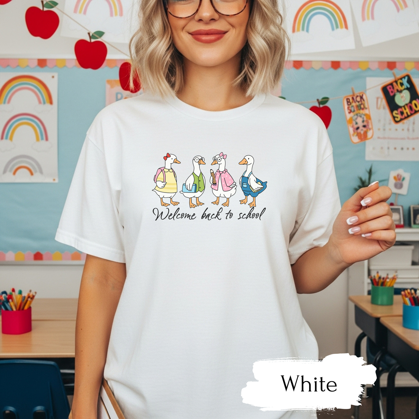 Back to School Ducks T-Shirt, Unisex Garment-Dyed Tee, Fun School Shirt, Cute T-Shirt for Kids, Teacher Appreciation Gift, Classroom Gear
