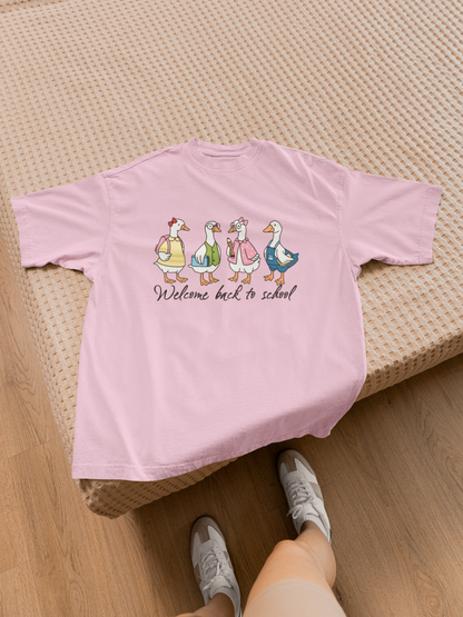 Back to School Ducks T-Shirt, Unisex Garment-Dyed Tee, Fun School Shirt, Cute T-Shirt for Kids, Teacher Appreciation Gift, Classroom Gear