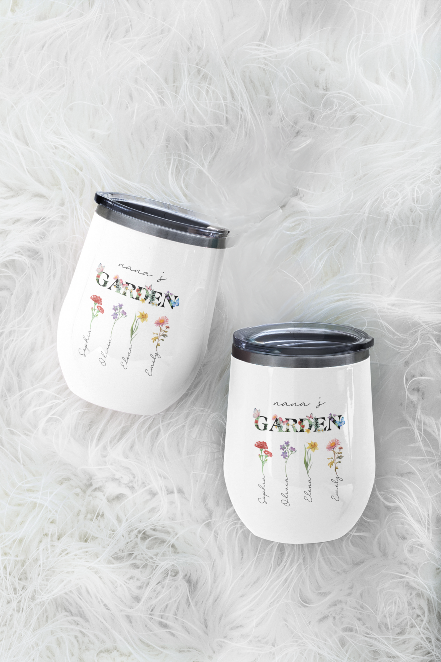Garden Grandma Wine Tumbler, Floral Nana Insulated Cup, Relaxing Drink Container, Grandmother Gift, Flower Design Stainless Steel Mug