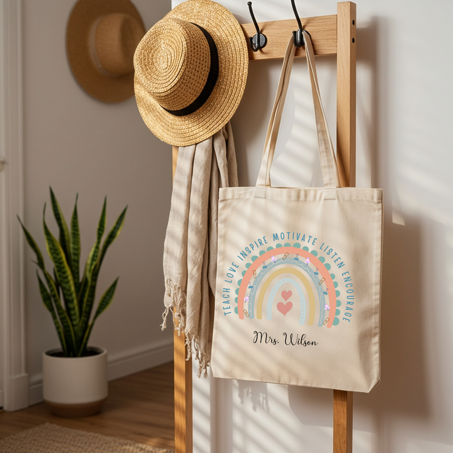 Teacher Tote Bag Custom Canvas Large School Carryall, Personalized Laptop Shoulder Bag, Perfect Teaching Gift of Appreciation