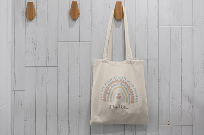 Teacher Tote Bag Custom Canvas Large School Carryall, Personalized Laptop Shoulder Bag, Perfect Teaching Gift of Appreciation