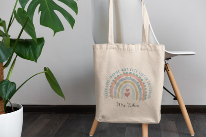 Teacher Tote Bag Custom Canvas Large School Carryall, Personalized Laptop Shoulder Bag, Perfect Teaching Gift of Appreciation