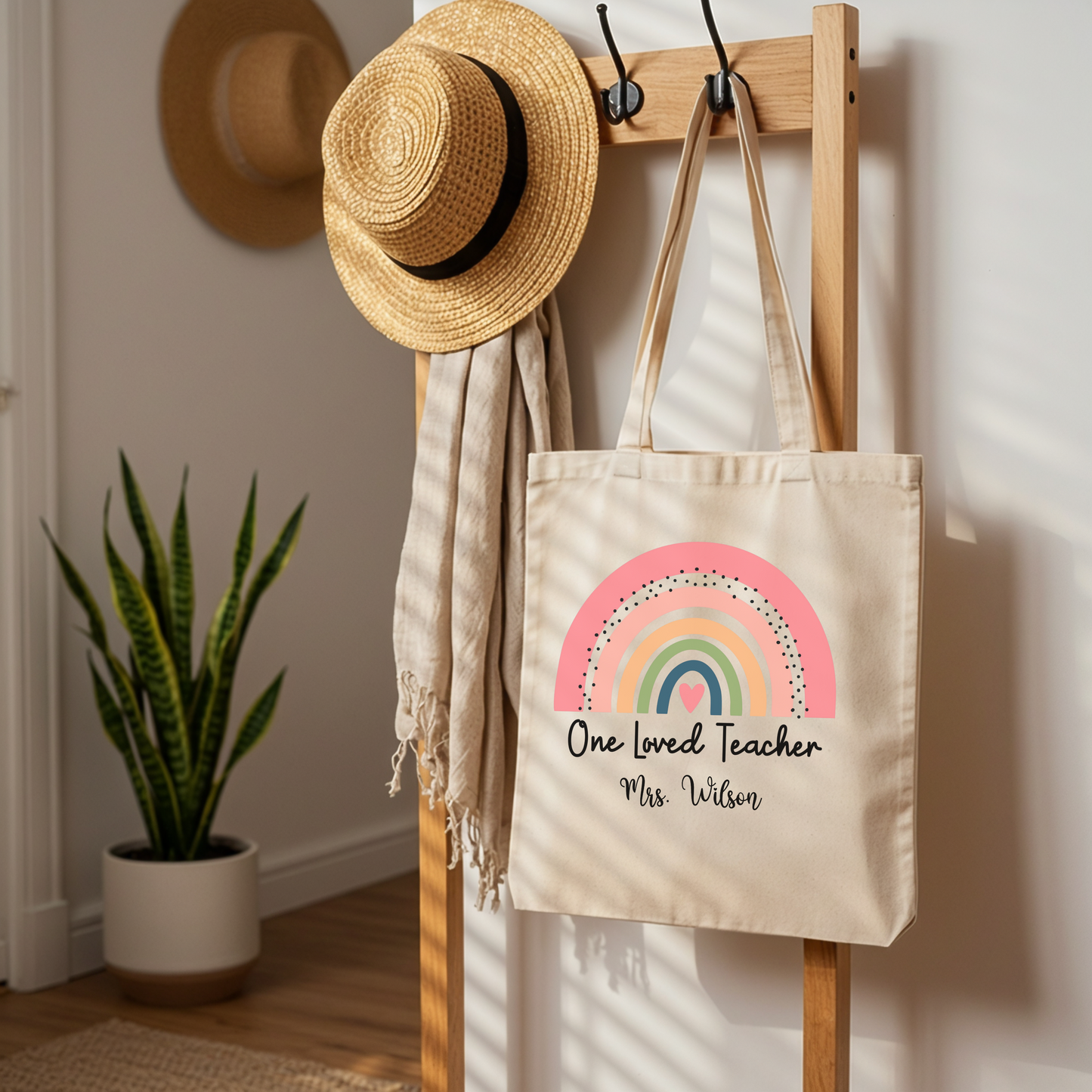 Personalized Teacher Tote Bag, Custom Teacher Appreciation Gift, Large Canvas Shoulder Tote, Cute School Carryall, Laptop Work Bag