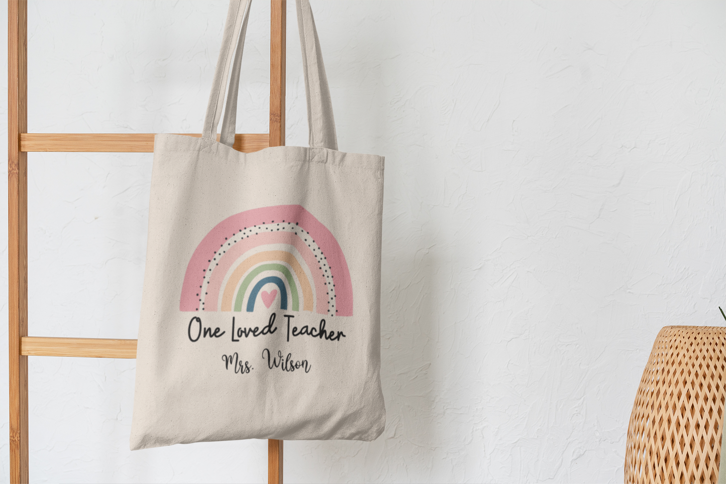 Personalized Teacher Tote Bag, Custom Teacher Appreciation Gift, Large Canvas Shoulder Tote, Cute School Carryall, Laptop Work Bag