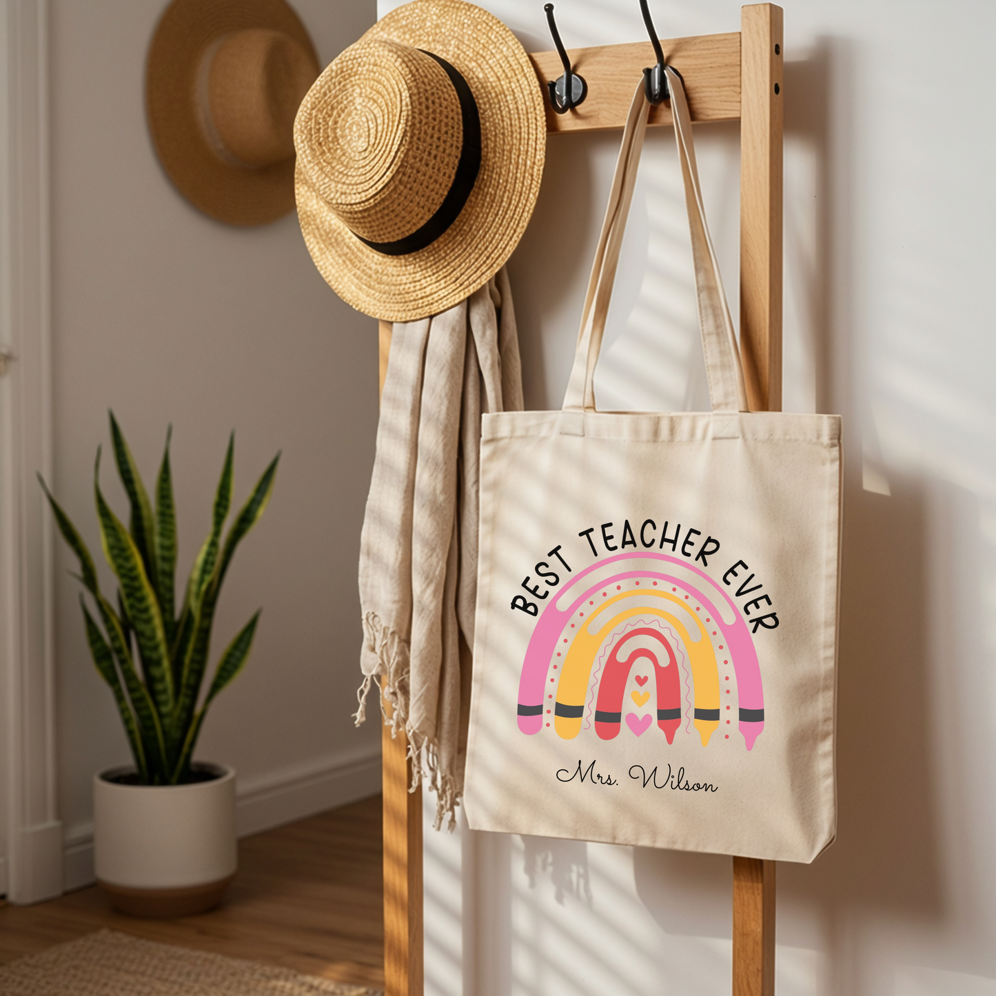 Personalized Teacher Tote Bag, Custom Canvas Appreciation Gift, School Shoulder Carryall, Cute Laptop Tote, Large Teacher Bag