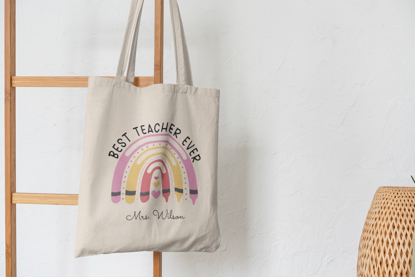 Personalized Teacher Tote Bag, Custom Canvas Appreciation Gift, School Shoulder Carryall, Cute Laptop Tote, Large Teacher Bag