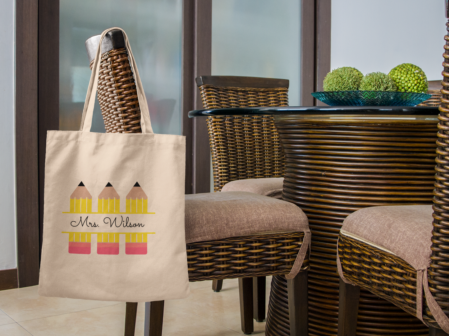 Custom Canvas Tote Bag for Teachers, Personalized Teaching Bag Gift, Large Appreciation Carryall for School, Cute Laptop Shoulder Tote