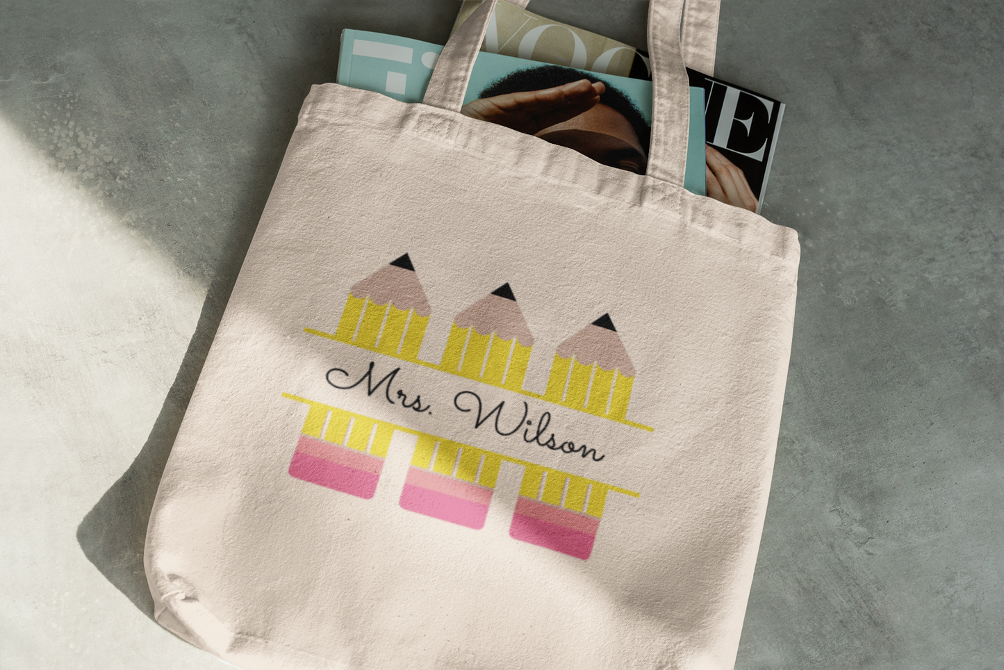 Custom Canvas Tote Bag for Teachers, Personalized Teaching Bag Gift, Large Appreciation Carryall for School, Cute Laptop Shoulder Tote