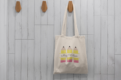 Custom Canvas Tote Bag for Teachers, Personalized Teaching Bag Gift, Large Appreciation Carryall for School, Cute Laptop Shoulder Tote