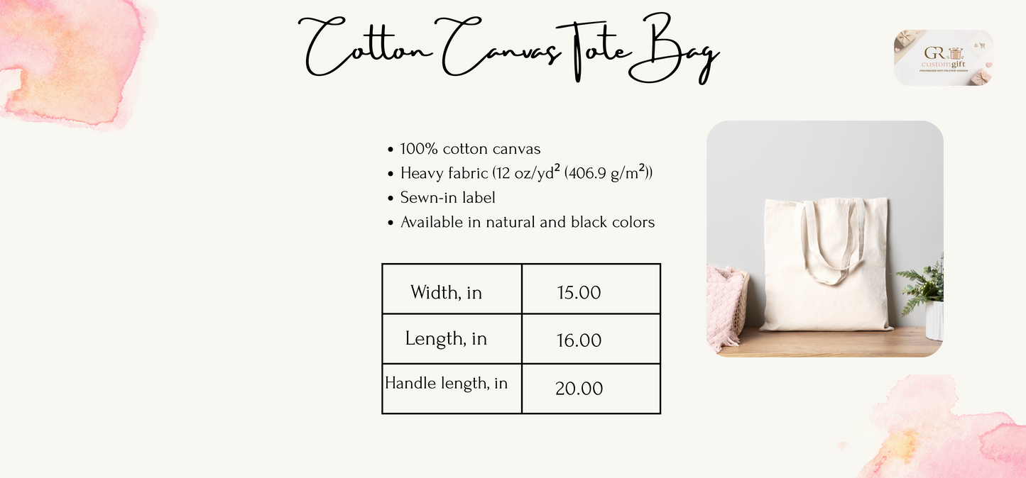 Custom Canvas Tote Bag for Teachers, Personalized Teaching Bag Gift, Large Appreciation Carryall for School, Cute Laptop Shoulder Tote